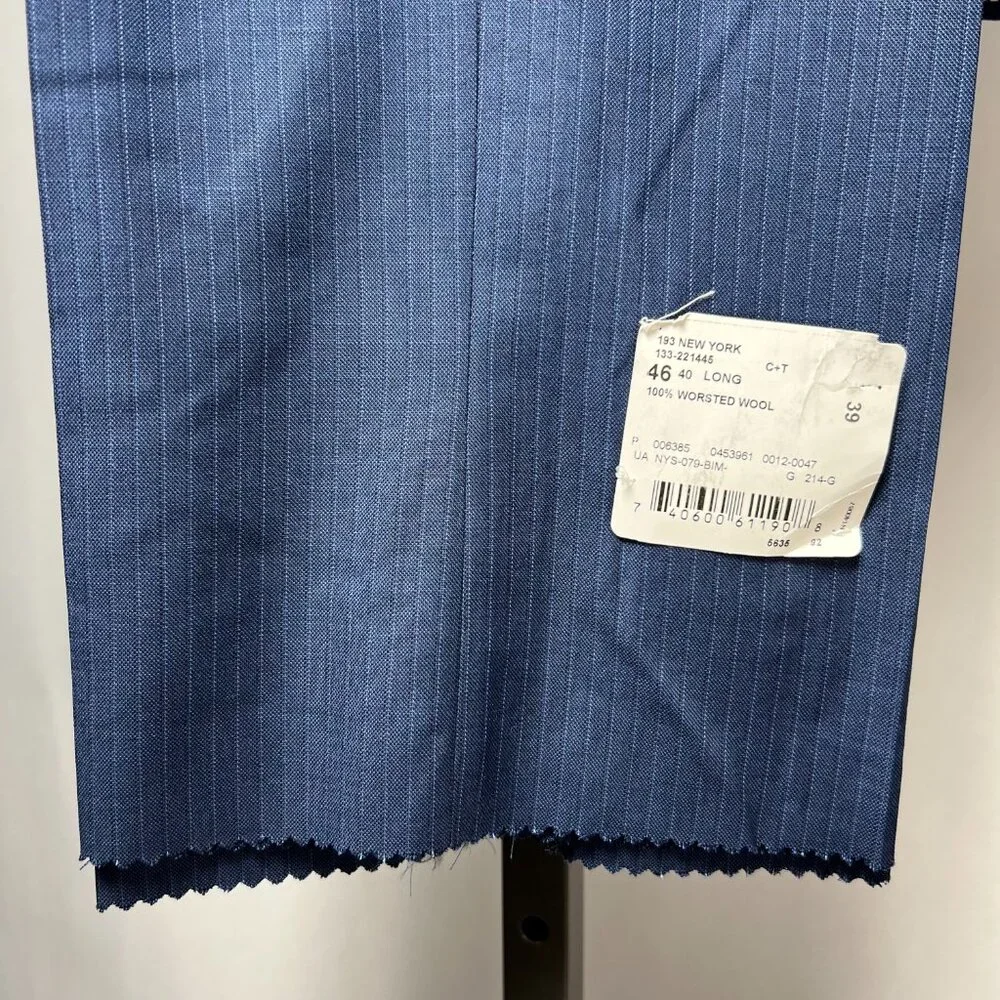 NWT 2 Pc 46L WALTER MORTON Men's Blue Pin Stripe Worsted Wool Blend Suite